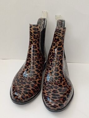Joe Fresh Leopard Print Rain Boots - Brown and Black